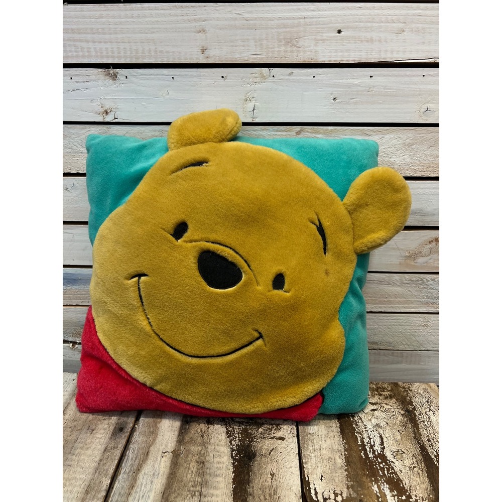 Vintage Disney Winnie the Pooh Teal Red Plush Decorative Pillow
